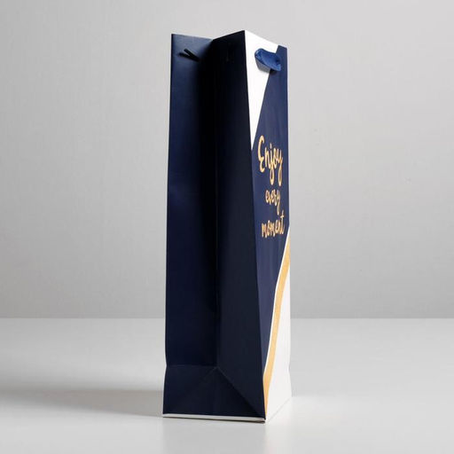 Цена за 3 шт. Пакет ламинированный под бутылку Enjoy every moment, 13 x 36 x 10 см - Дарите счастье фото 2