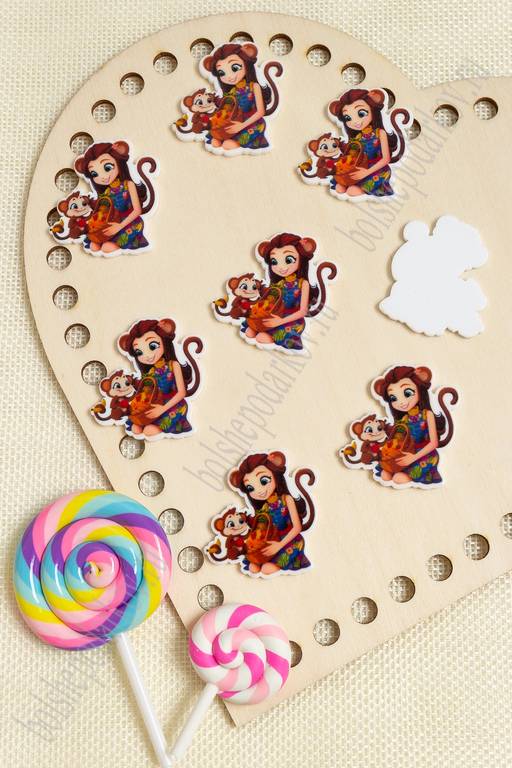 Кабошон-вырубка Девочка, обезьянка 36*33 мм (10 шт) SF-3023