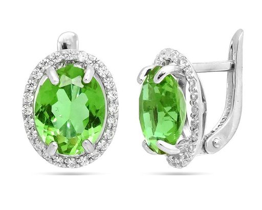 Серьги из серебра ситалл имитация султанита, СПН02308