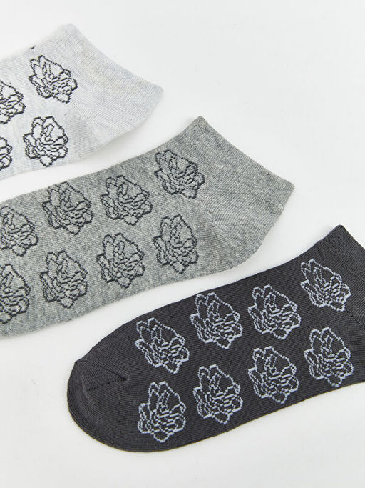 ?i?ekli Kad?n Patik ?orap 3l?