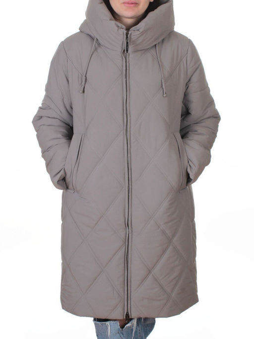 A612 GRAY/BEIGE Куртка зимняя женская (верблюжья шерсть, 120 гр. холлофайбер)
