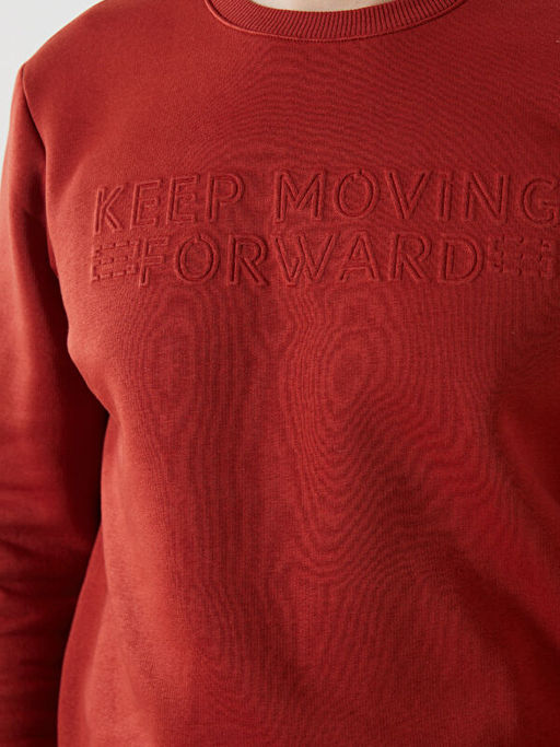 Bisiklet Yaka Uzun Kollu Erkek Kal?n Sweatshirt