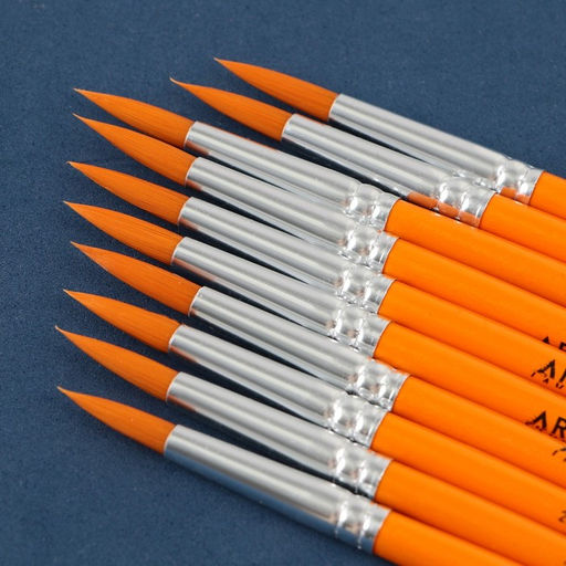 Цена за 10 шт. Кисть для рисования синтетика круглая №9 (диаметр обоймы 5 мм; длина ворса 22 мм)