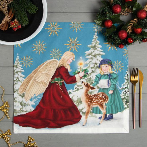 Набор салфеток сервировочных «Этель» Christmas time, 4 шт., синие, 40×40 см