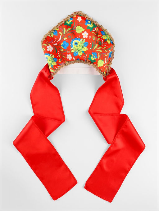 Кокошник карнавальный «Народные узоры», красный