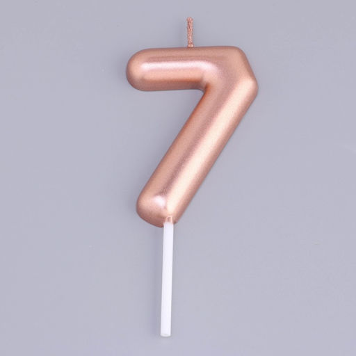 Цена за 3 шт. Свеча в торт «Европейская», цифра 7, 6 см, розовое золото