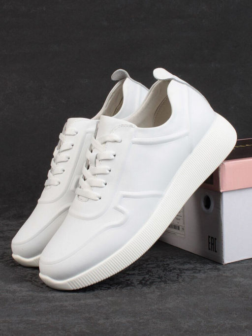 05-PDL195-1 WHITE Кроссовки женские (натуральная кожа)