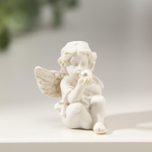 Цена за 2 шт. Фигурка полистоун Ангелочек рассматривает жемчужину, 3.5?2.5?2.8 см, МИКС