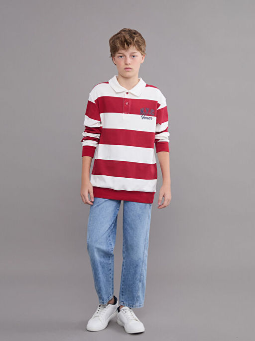 Polo Yaka ?izgili Erkek ?ocuk Ti??rt