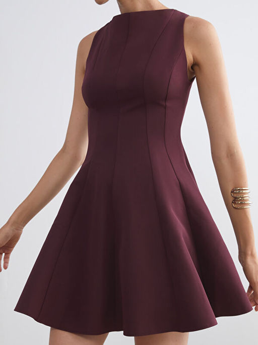 Bisiklet Yaka Peplum Mini Elbise