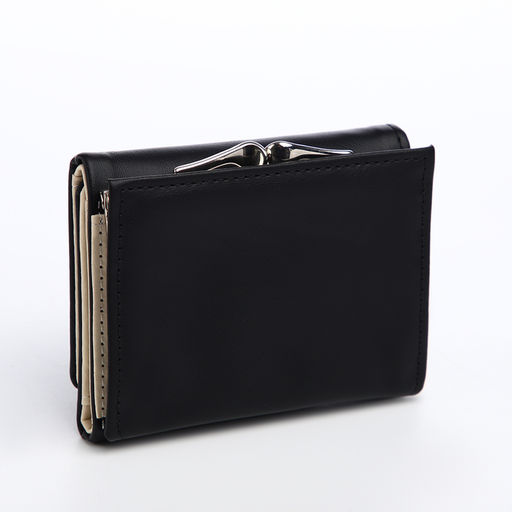 Кошелёк женский на кнопке, 10.5×3×8.5 см, однотонный, чёрный
