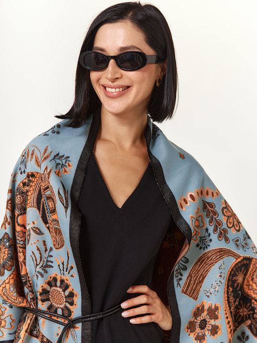 в составе ШЕРСТЬ и КАШЕМИР Большой, мягкий, теплый двусторонний палантин - Tantino фото 5