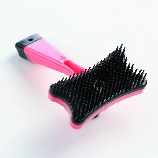 Пуходерка пластиковая Косточка с самоочисткой, 8,5 х 12,5 см, розовая - Пижон фото 2