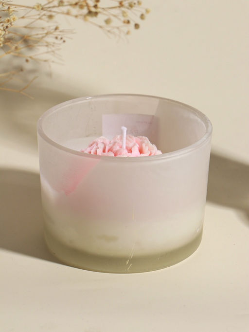 Свеча интерьерная в стакане "Нежно-розовый пион" 11х11х8 см