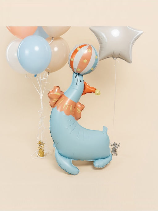 Цена за 2 шт. Воздушный шар фольгированный 3D 43" «Цирк. Весёлый тюлень», только под воздух