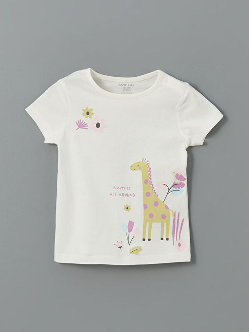 Bisiklet Yaka ?i?ekli K?z Bebek Pijama Tak?m 2li