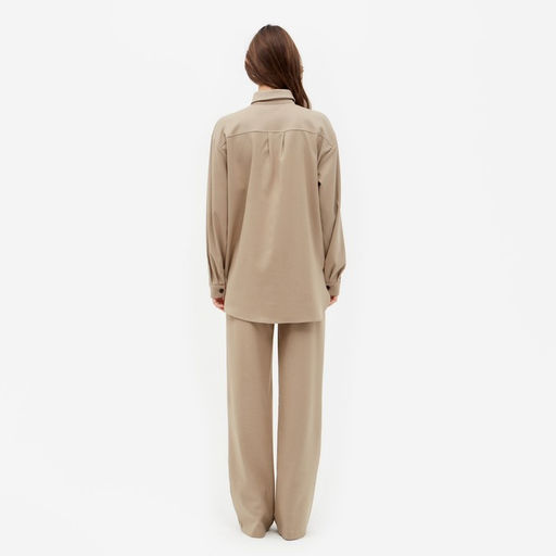 Костюм женский (рубашка, брюки) MINAKU: Casual Collection, бежевый, размер 48