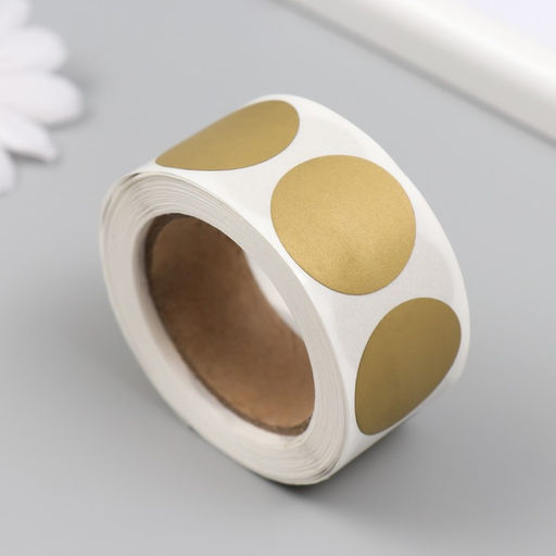 Наклейка бумага Золотой кружочек, скретч-слой, d=2.5 см, 300 шт. в рулоне