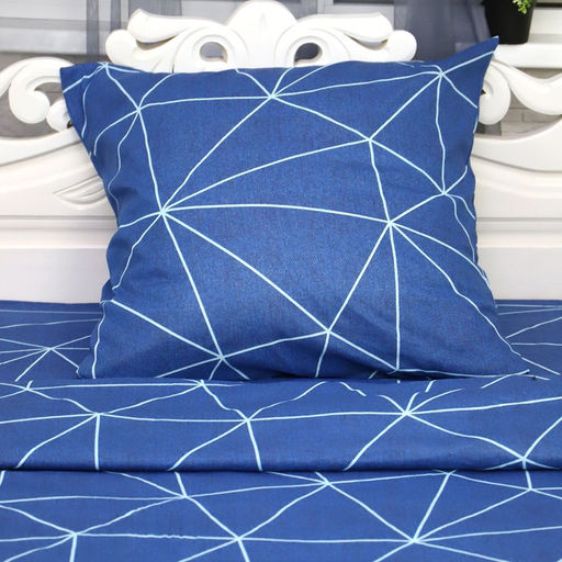 Постельное бельё 1,5 сп Полигон, тёмно-синий, 150х210 см, 150х210 см, 70х70 см, бязь, 105 г/м, 100% хлопок - Атра фото 3