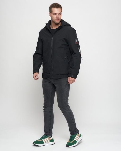 Куртка спортивная мужская на резинке большого размера черного цвета 88657Ch - Wonderrman фото 3