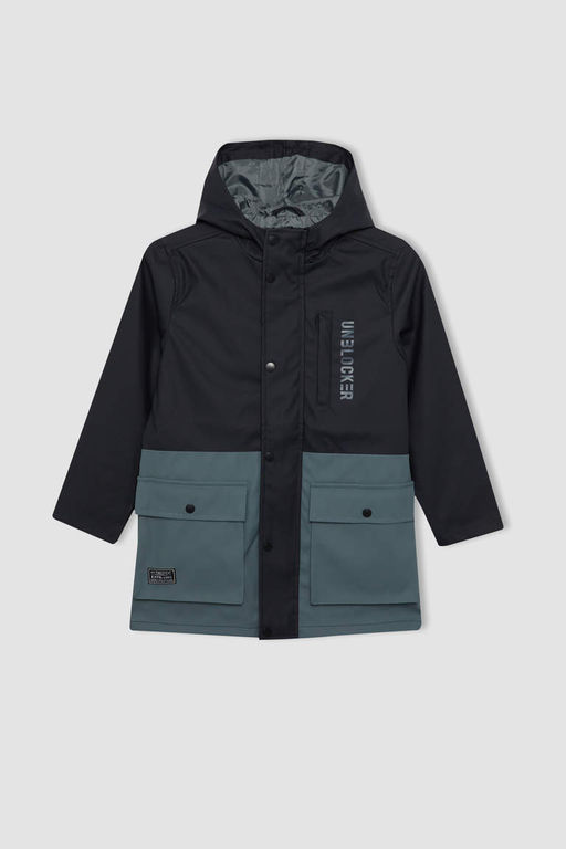 Водоотталкивающий ветрозащитный плащ с капюшоном для мальчика - Defacto фото 10