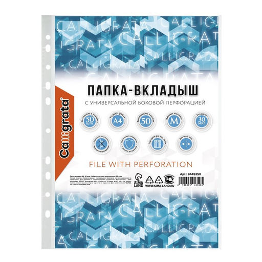 Файл-вкладыш А4 30мкм Calligrata матовый, вертикальный, 50шт  фото 3