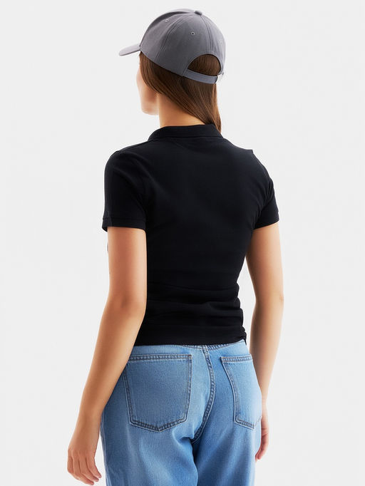 Футболка поло женская MINAKU: Basic line, чёрная, размер 42