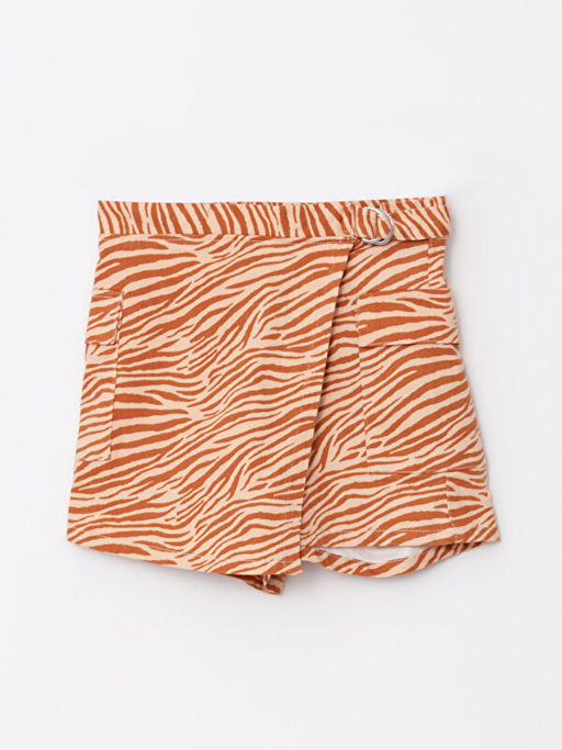 Beli Lastikli Desenli Gabardin K?z ?ocuk ?ort Etek