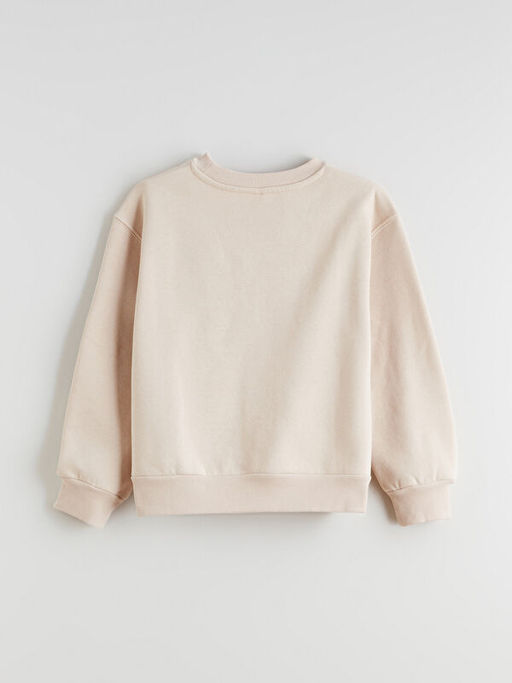 Bisiklet Yaka Fiyonk Detayl? K?z ?ocuk Kal?n Sweatshirt