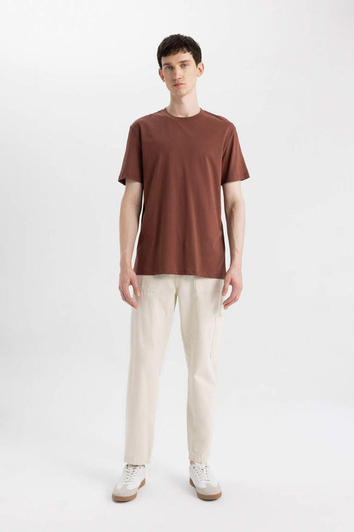 New Regular Fit Bisiklet Yaka Basic Duz %100 Pamuk K?sa Kollu Tisort - Defacto фото 4