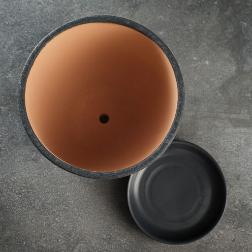 Горшок для цветов Шёлк, 2.5 л, d=19 см, h=18 см, керамика, с поддоном, серый - Simaland фото 3