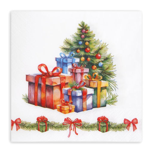 Цена за 2 шт. Салфетки бумажные Лилия Новогодние подарки, 2 слоя, 33?33 см, 20 шт.