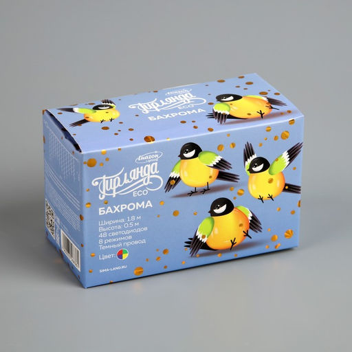 Гирлянда Бахрома 1.8?0.5 м, IP20, тёмная нить, 48 LED, свечение мульти, 8 режимов, 220 В - Luazon lighting фото 5