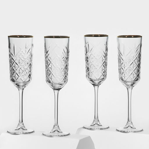 Бокалы для шампанского Paşabahçe Timeless, 175 мл, набор 4 шт., стекло, прозрачные