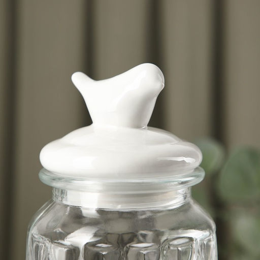 Банка для сыпучих Доляна Голубки, 1 л, 1124 см, с керамической крышкой, стекло, прозрачная фото 3