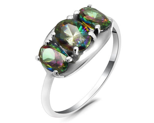 Кольцо из серебра мистик кварц, Микра