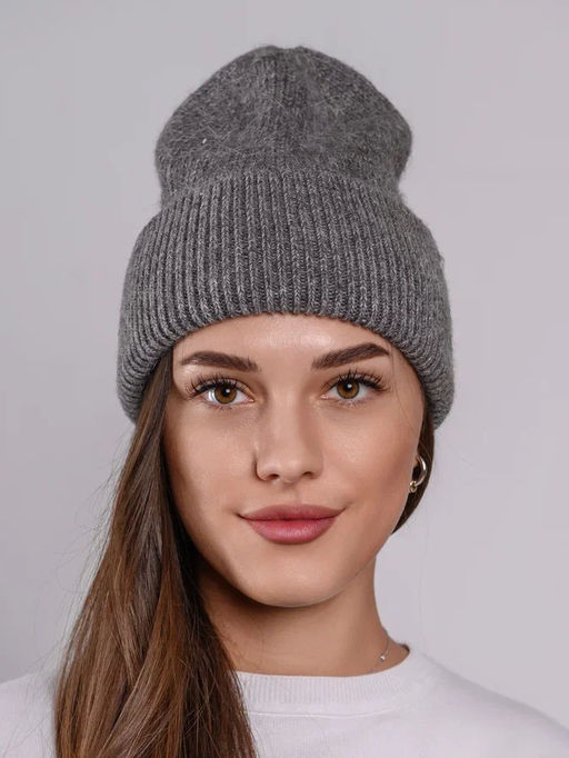 Теплая зимняя шапка бини из нежнейшей ангоры - Pretty mania фото 4