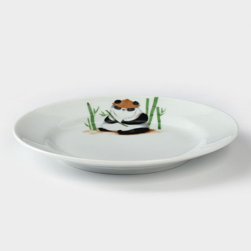 Тарелка детская Добрушский завод «Панда», d=17.5 см, фарфор, белая