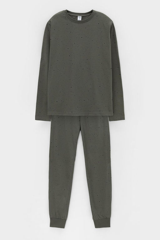 Crockid _ КБ 2825/оливковый серый,крапинка пижама для мал
