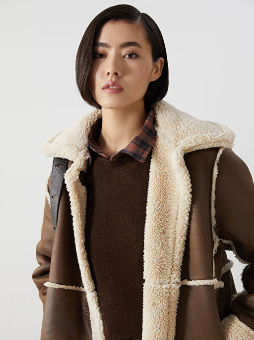 Ceket Yaka ?ift Tarafl? Kad?n Kaban