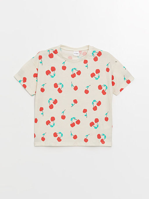 Bisiklet Yaka Bask?l? K?z ?ocuk Pijama ?st