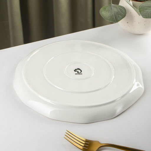 Тарелка обеденная Доляна Млечный путь, d=25 см, фарфор, серая  фото 5