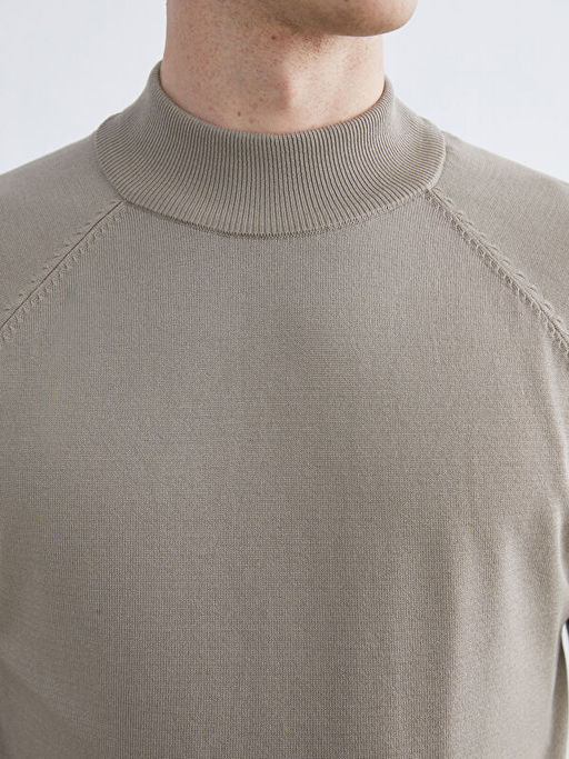 Yar?m Bal?k?? Yaka Uzun Kollu Erkek Triko Kazak