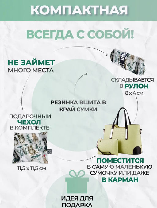 Сумка, Мод.11 Принт. Собаки в шапках - Moshna фото 17