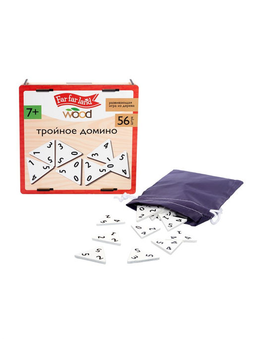 Домино деревянное "Тройное домино" 56 фишек (05611) в дерев. коробке