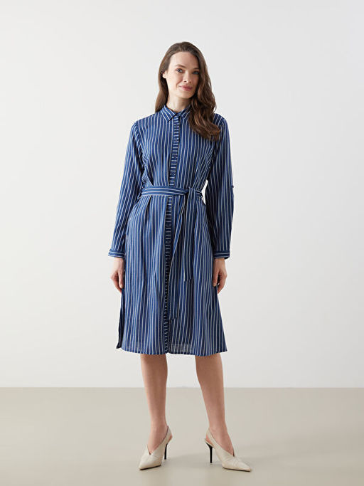 ?izgili Poplin Kad?n G?mlek Elbise