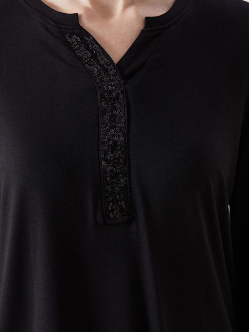 Ka??k Yaka Pul ??lemeli Kad?n Bluz