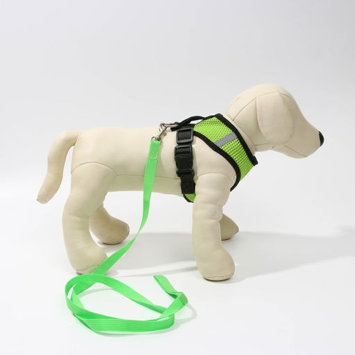 Шлейка дышащая с поводком и светоотражающей нашивкой, M, ОШ 33, ОГ 32-43, зеленая - Пушистое счастье фото 6