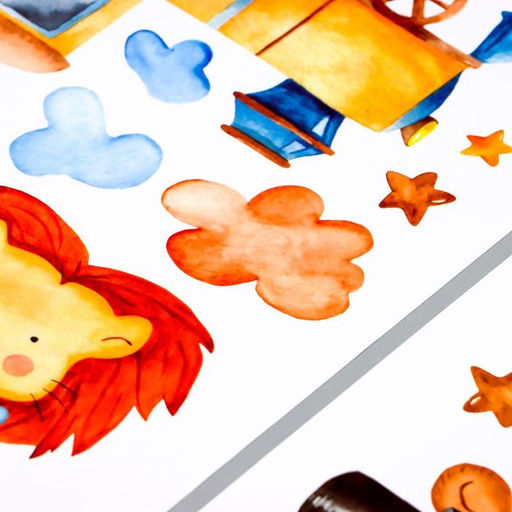 Наклейка пластик интерьерная цветная "Зверушки на поезде" 45х60 см набор 2 листа