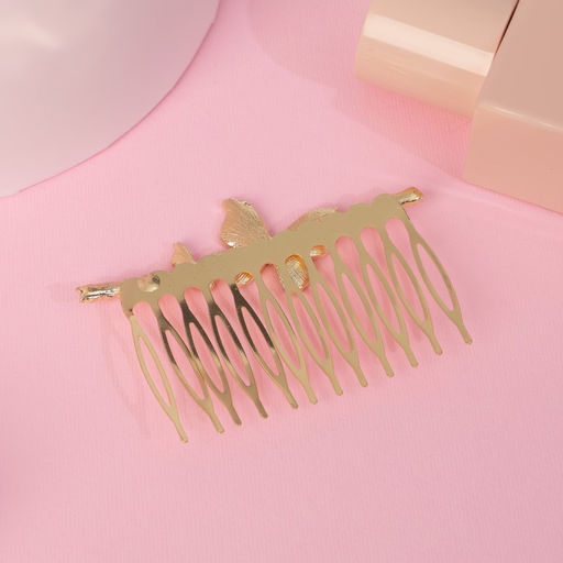 Гребень для волос QF «Либерти», бабочка блеск, 5×7.5 см, золото